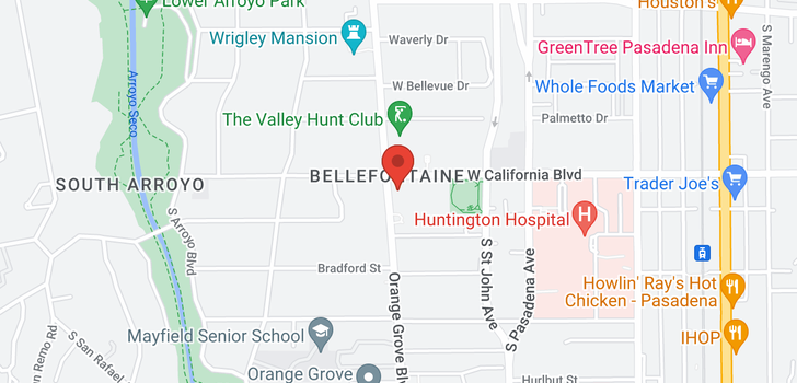 map of 610 S Orange Grove Pasadena, CA 91105